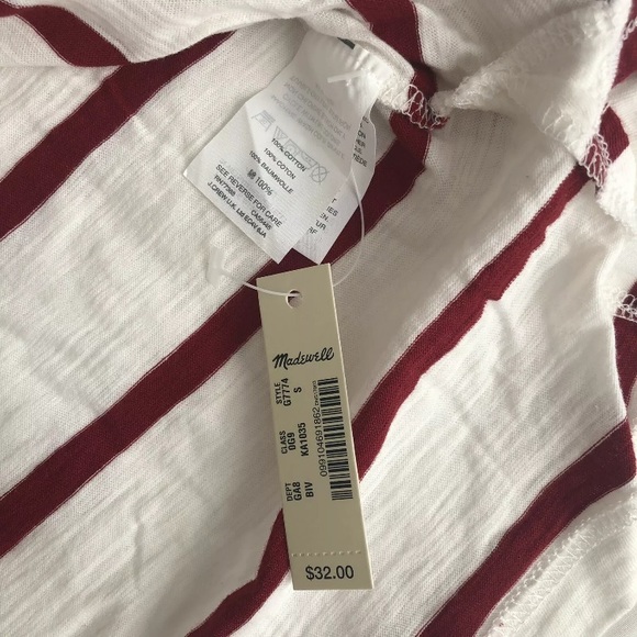 ❌SOLD❌ Madewell Red White Stripe Long Sleeve NWT - Picture 3 of 3